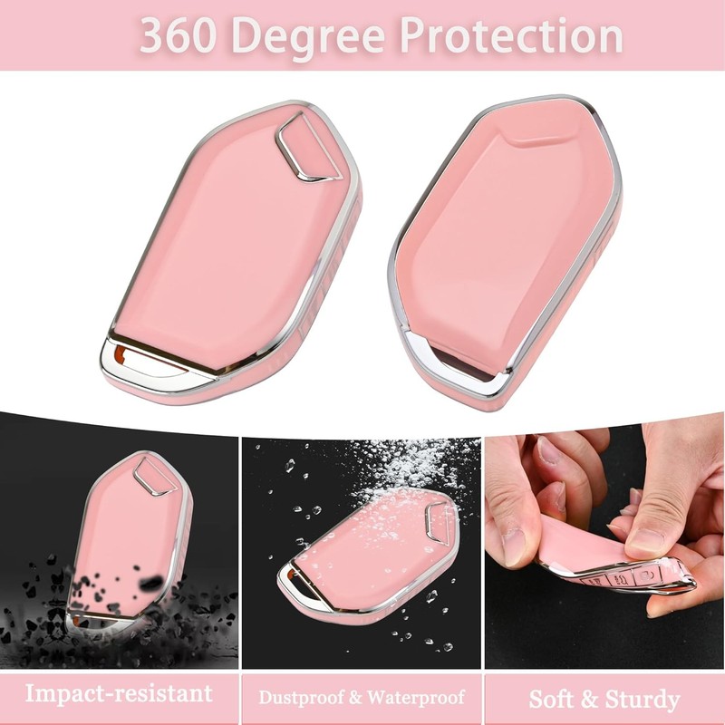 Key Fob Cover - 5 Button Soft TPU Key Case Protection Fit for Tell Color: Pink gallery