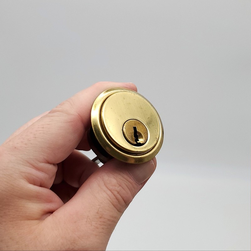 Falcon Rim Cylinder Lock 4-1/2″ Length Polished Brass No 951 E Keyway USA Made