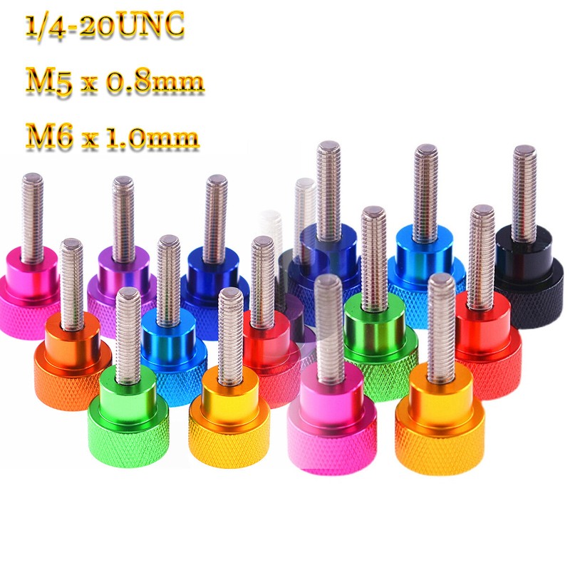 Knurled Thumb Screws Hand Tighten Screw Long 75mm Alu Stainless UNC W/ Step M5/6