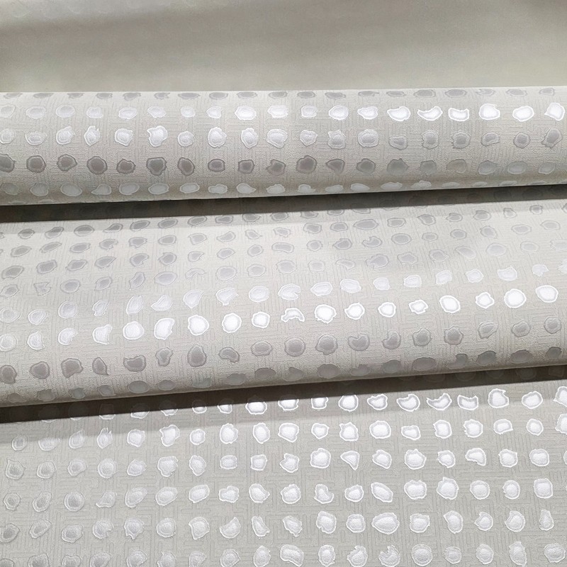 Geometric Grid matte off white silver metallic dots textured modern wallpaper 3D gallery