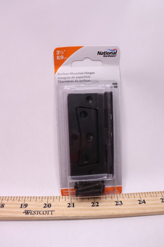 National Hardware Full Inset Surface Mounted Cabinet Hinge Pair Black 3-1/2″
