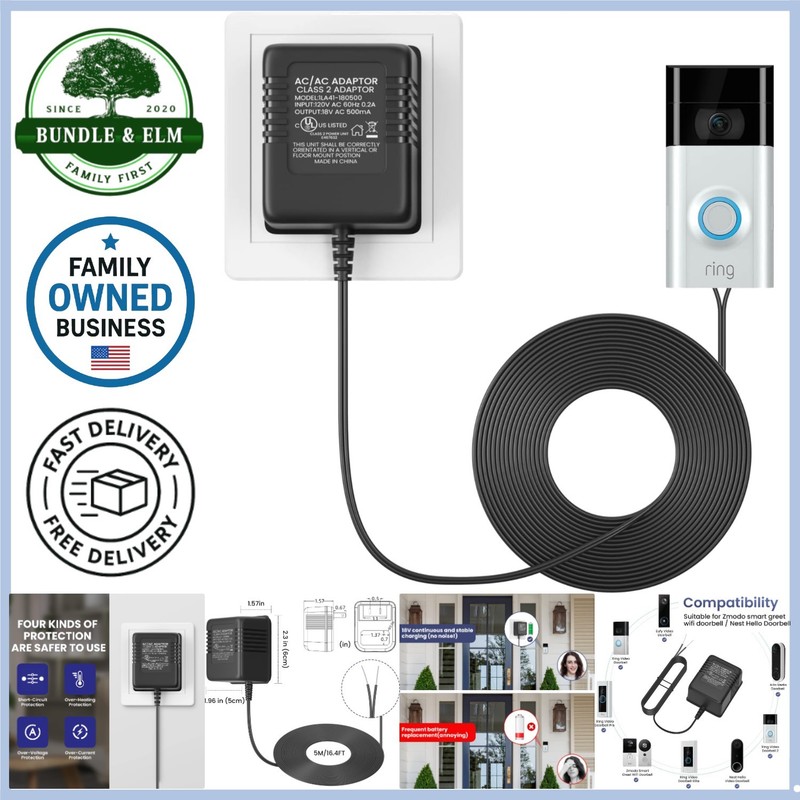 18V Power Adapter for Video Doorbell Continuous Charger Ring Doorbell Transfo…