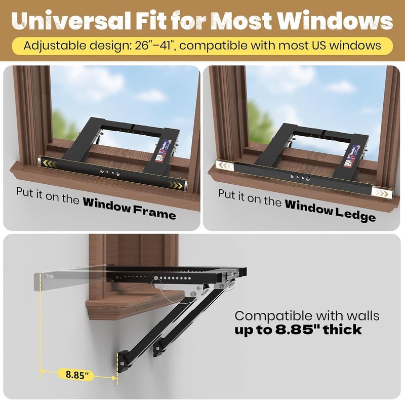 Adjustable Window AC Bracket Quick Install No Drill 3 Minute Installation gallery