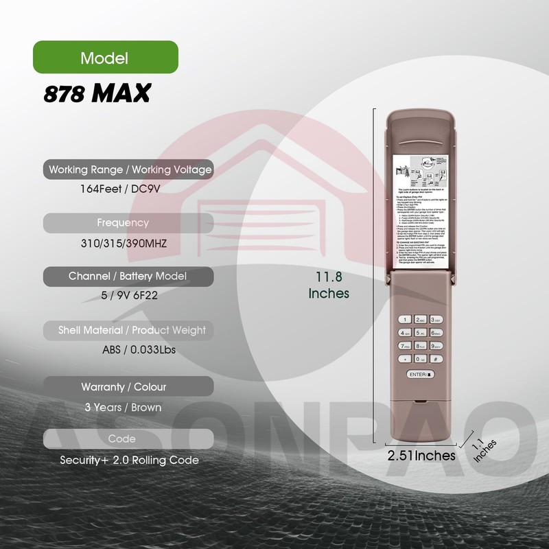 for LiftMaster 878Max Wireless Universal Garage Door Opener Keypad gallery