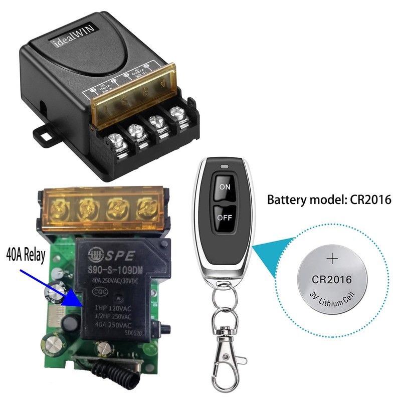 Wireless Remote Control Switch 30A, 328ft Range for DC Motors & Luminaire - 12V/ gallery