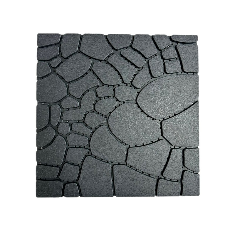 12″ Stone Texture Interlocking Deck Tiles 44Pcs Dark Gray PP Module Floor Tile