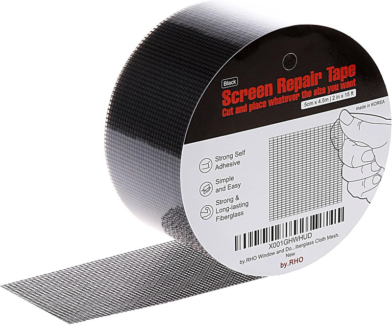 Window Screen Repair Kit Tape. Black XL(15FT). 3-Layer Strong Adhesive & Waterpr