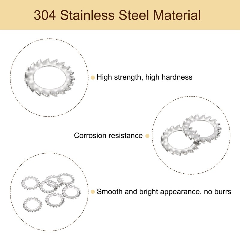 40Pcs External Tooth Washers, M14 304 Stainless Steel Washer gallery