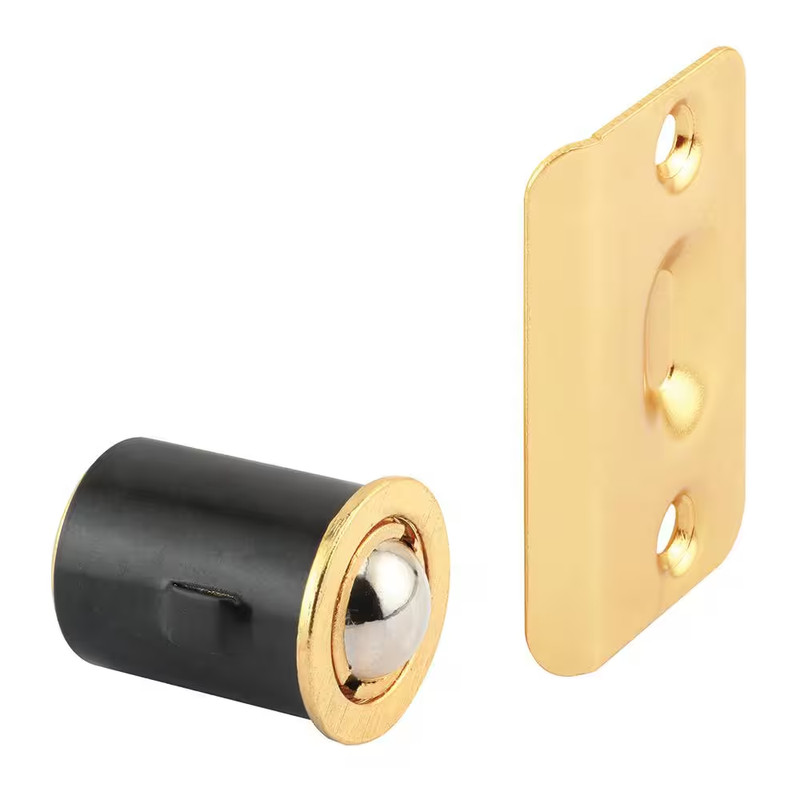 Drive-In Ball Catch with Strike, 3/4 In. X 1-3/16 In., Diecast, Brass Plated, Ad
