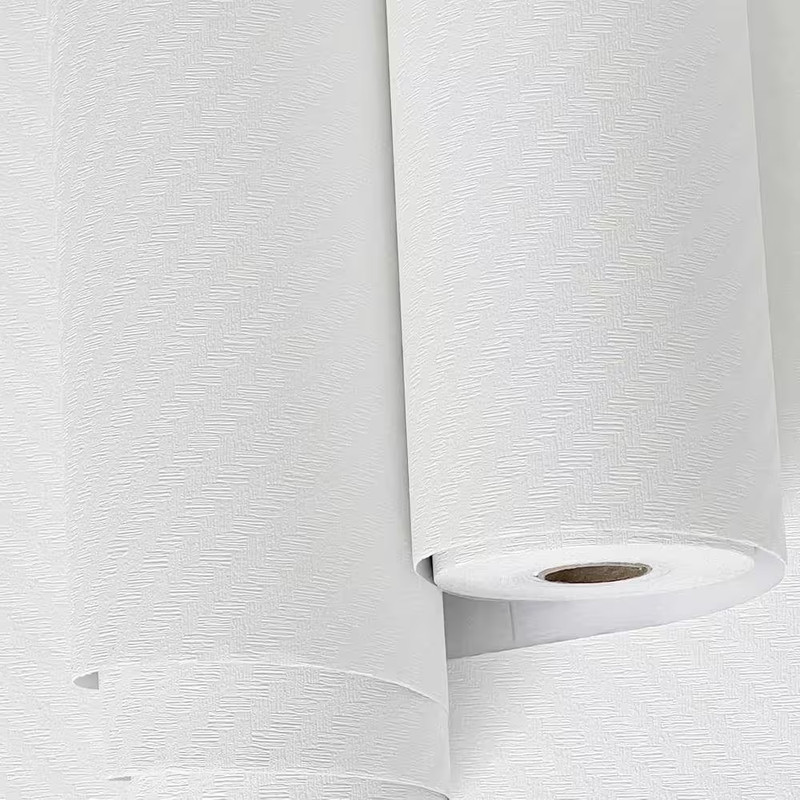 White Solid Color Grasscloth Textured Contact Paper Peel and Stick Wallpaper Rol