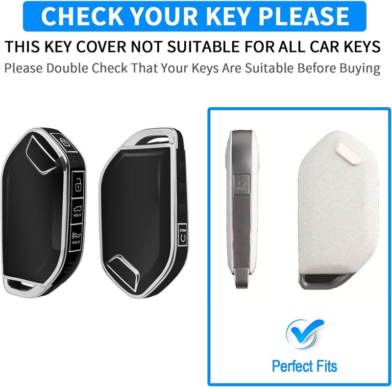 Soft TPU 360° Car Key Case Protector with Leather K Color: Silver Edge - Black gallery