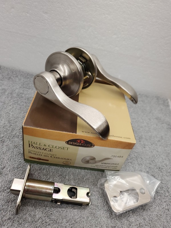 Design House 700484 Springdale 2-Way Latch Passage Door Handle, Reversible New