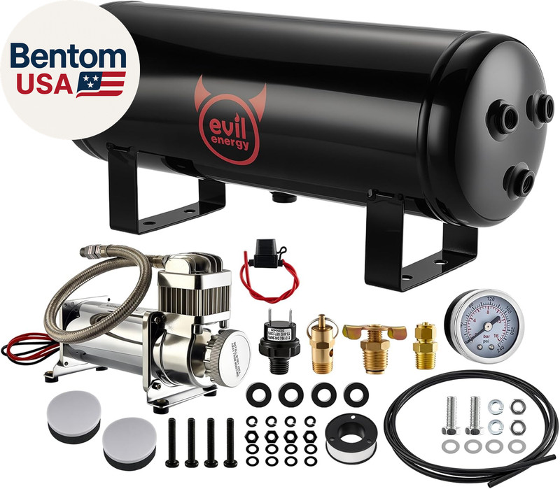 1.5 Gallon Air Compressor and Tank Kit 6 Ports 1/4″ NPT 150 PSI Rated 12V Air Ta