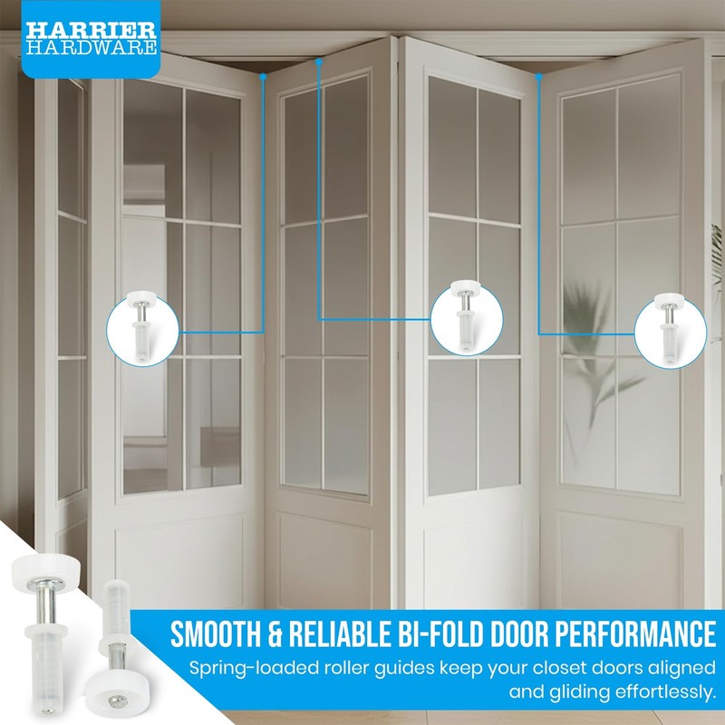 Harrier Hardware Spring-Loaded Bi-Fold Closet Door Top Roller Guide Wheels, 7... gallery