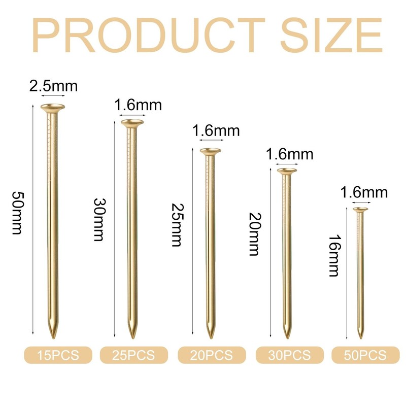 Hardware Nails Assortment Kit Small Nails for Picture Hanging 5 Sizes Finishing gallery