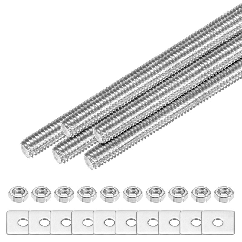 5-Set Fully Threaded Rod, M4x70mm Right Hand Thread Bar Studs with Nuts