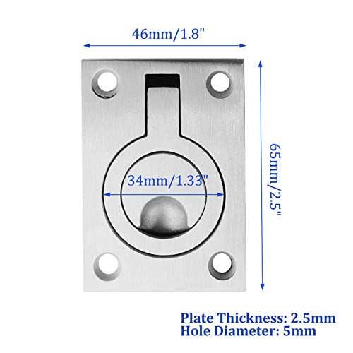 BokWin 2.5" x 1.8" Square Flush Pull Ring Handles，Hidden Recessed 1 Pack gallery