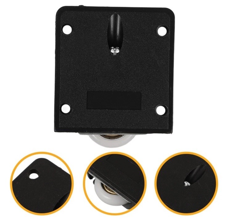 Wardrobe Cabinet Sliding Roller Hardware Rectangle Plate Black 4 Sets gallery