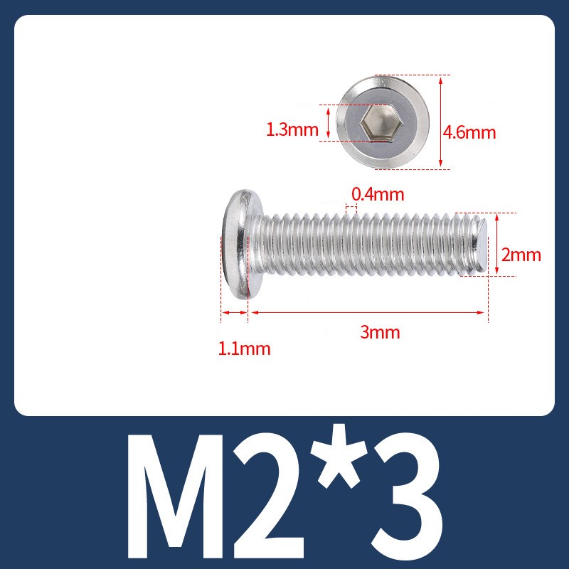 M2 M2.5 M3 M4-M12 A2 Stainless Steel Flat Pan Head Screws Hex Allen Socket Bolt