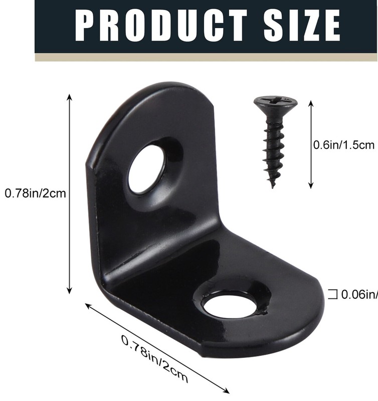 40PCS L Bracket Corner Brace Sets Black Stainless Steel 90 Degree Right Angle US gallery