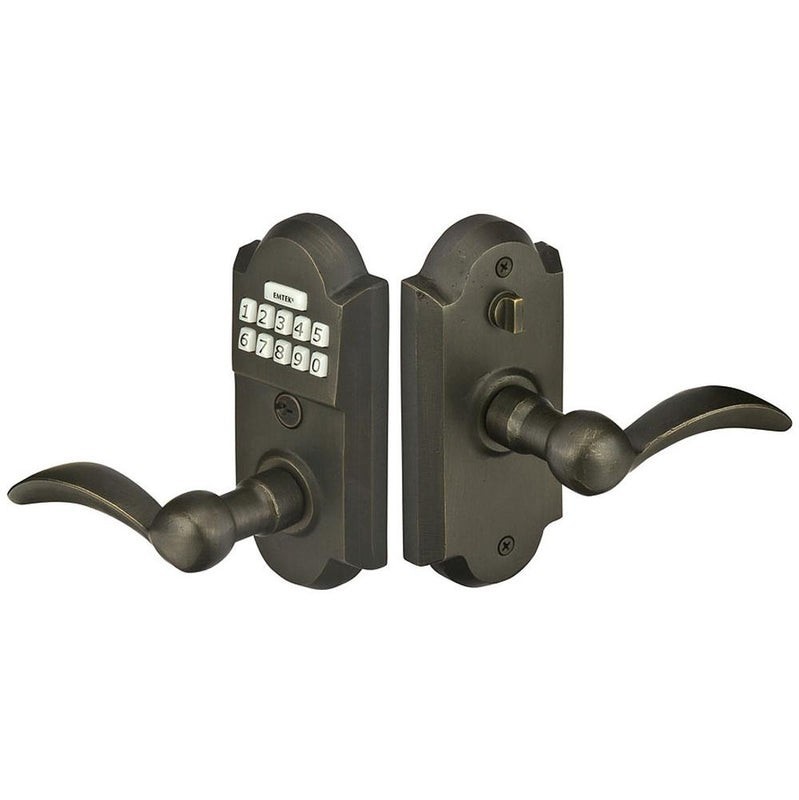 Emtek Sandcast Bronze Keypad Lvrset Durango Lvr RH FBE2001DRHFB 2.75″ Flat Black