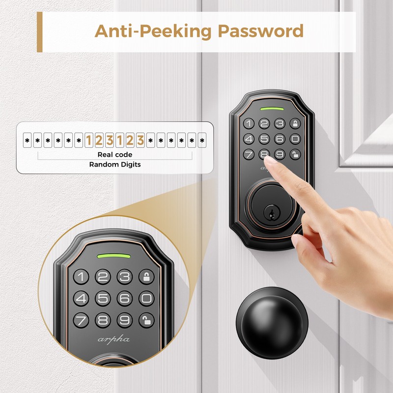 ARPHA Keyless Smart Door Lock AutoLock Open Mode One-Touch Lock/Unlock Anti-Peek gallery