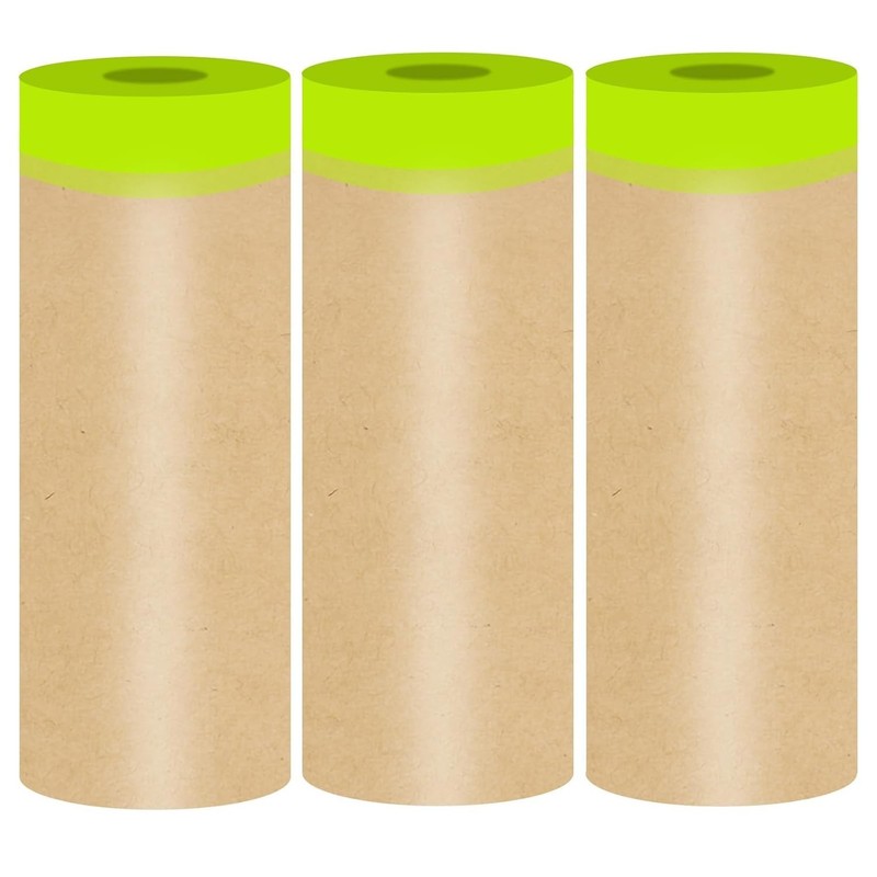 Pre-Taped Masking Paper for Painting, 18 Inch X 50 Feet Tape and Drape Painters