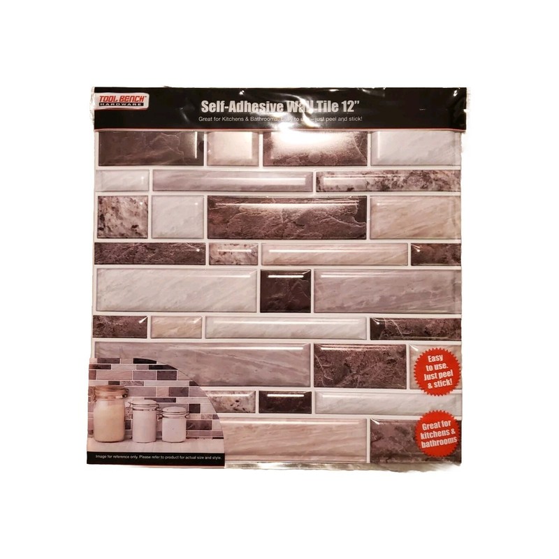 ✅ 12 Brown & White Peel & Stick Tiles (12″x12″)Tool Bench-Mosaic Tan & White