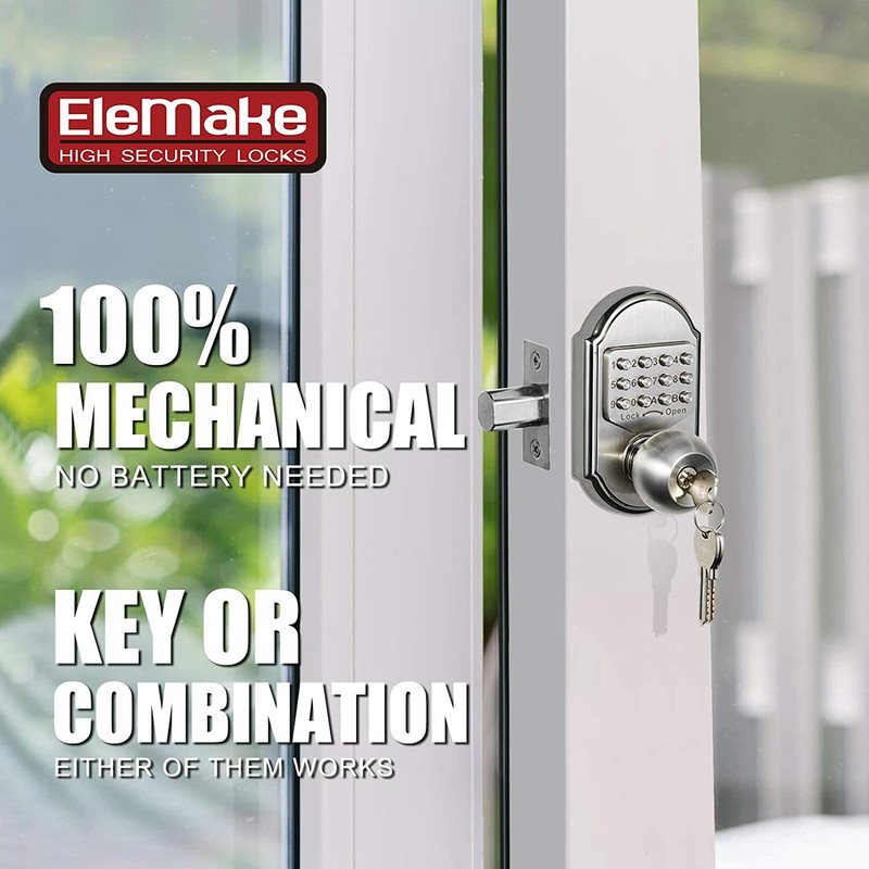 Mechanical Keyless Entry Door Lock Digital Code Keypad Knob Combination Deadbolt gallery
