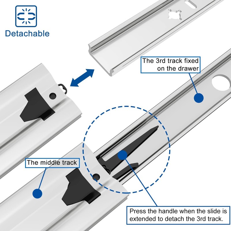 Drawer Slide 16" 2" Width 265lb Load Capacity - 3-Fold Full Extension gallery