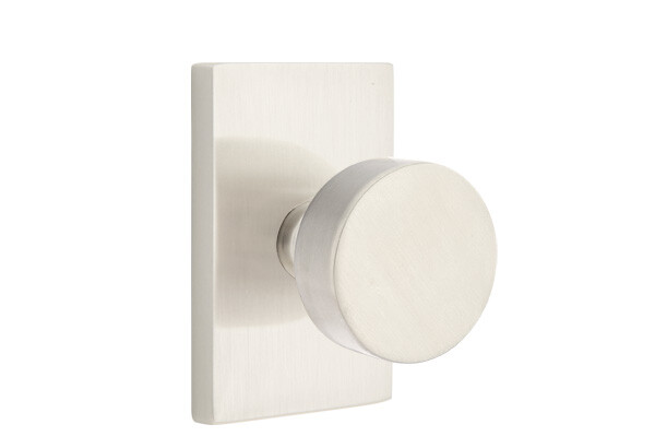 Emtek 5212ROUUS15 Privacy, Rectangular Rosette, Round Knob Satin Nickel