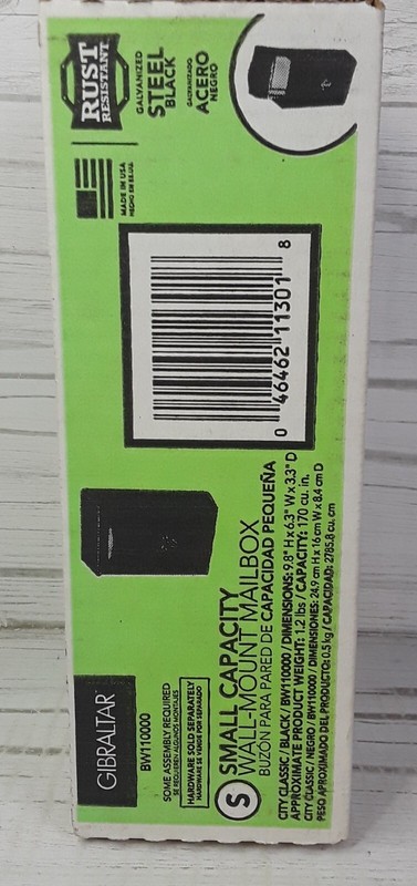 Gibraltar Small Capacity Wall Mount City Classic Black Mailbox BW110000 gallery
