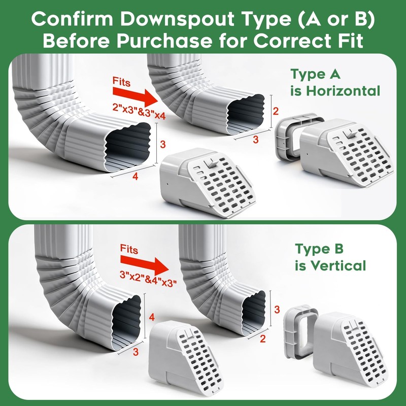 Gutter Downspout Extension 2x3 3x4 Type A Leaf Guard Debris Filter White 1 Pack gallery