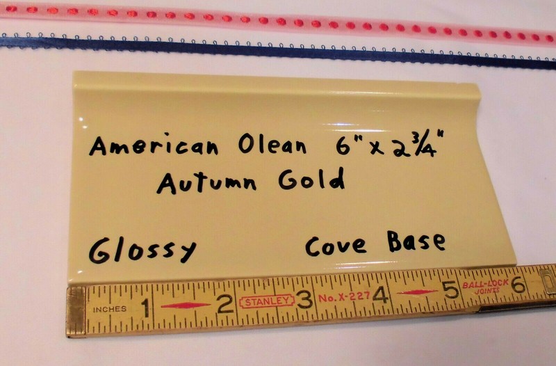 1 pc. *Pale Yellow – Autumn Gold* stack-on cove/base Ceramic Tile 2-7/8″ X 6″