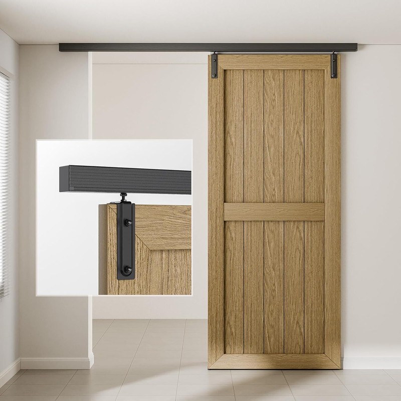 5FT-8FT Box Rail Sliding Barn Door Hardware Kit for Single Door,Barn Door System