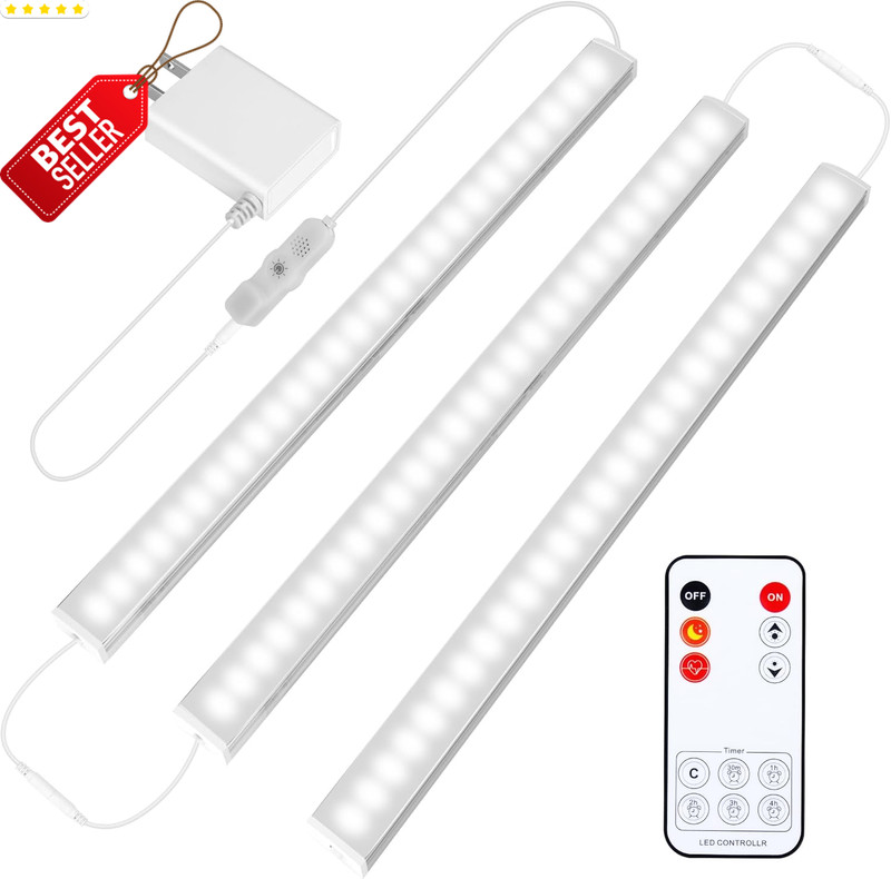 3x 12in Plug-In Under Cabinet Lights Dimmable Ultra Thin 6000K for Kitchen – US