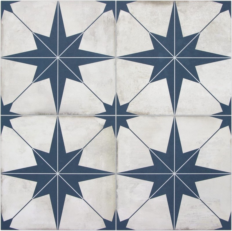 Blue Star Patterned Vintage Style Peel &Stick Backsplash 12x12in - 10 Sheets gallery