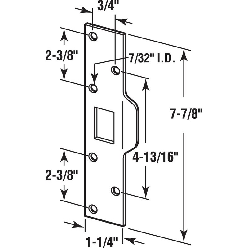 Maximum Security Latch Strike, 1-1/4 In. x 7-7/8 In., Steel, Chrome Plated (Sing gallery