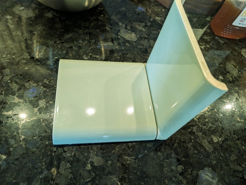 1 Piece Of Ceramic Tile #14 Spring Green Double Mud Bullnose A7610 Curb Jamb