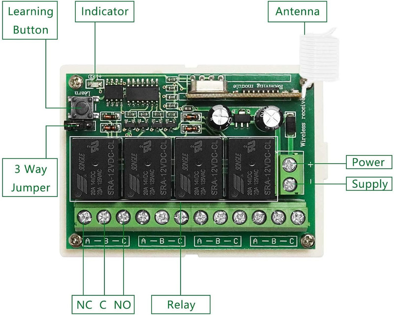 12V Relay Remote Switch Wireless RF Remote Control Switch 4 Channel Relay Module gallery
