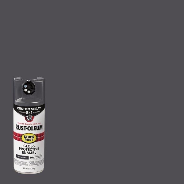 6-Rust-Oleum Stop Rust 12 Oz Custom Spray 5 in 1 Gloss Spray Paint Charcoal Gray