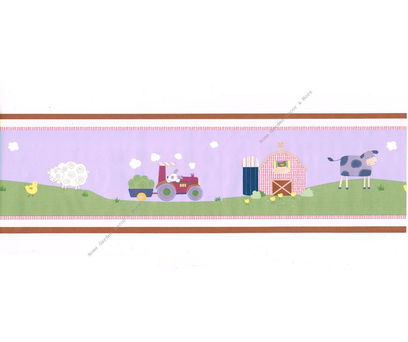 KIDSLINE COUNTRY SIDE Cow Tractor Farm Animals Wallpaper Border 30ft Peel Stick