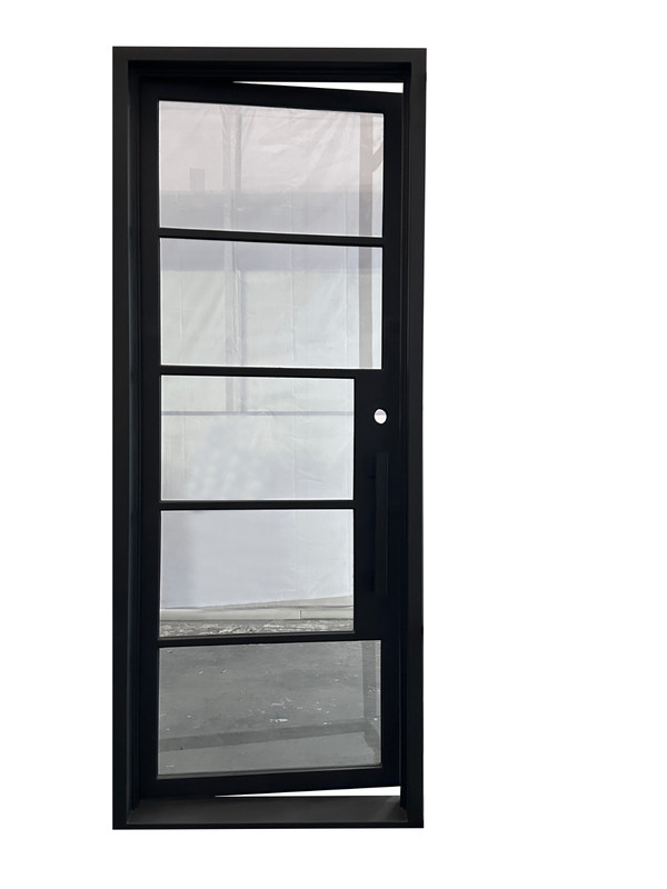 Frisco Model Single Front Entry Wrought Iron Door Clear Glass