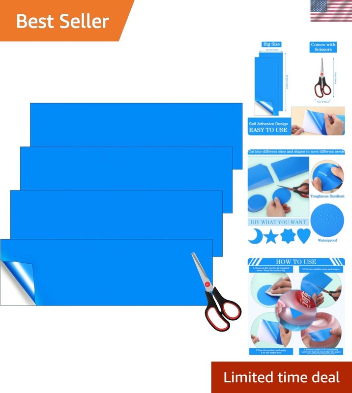 4 Pcs 23 x 5 Inch Vinyl Pool Repair Patch Kit Large Self-Adhesive PVC Pool Pa…