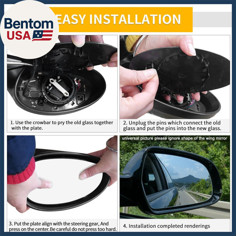 For Saab 9-5 9-3 9-3X Rearview Driver Left Side Heated Mirror Glass Double Curve gallery