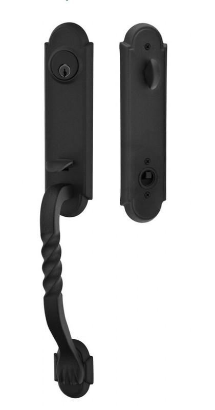Emtek Monolithic Handleset San Carlos Grip Jamestown Knob Flat Black Steel