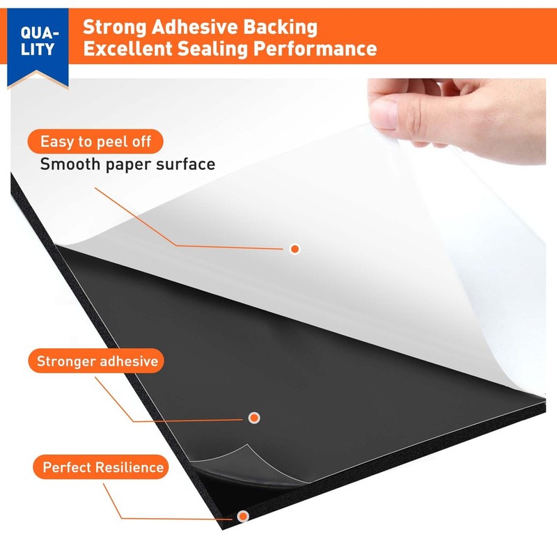 Backed Adhesive Foam Padding 1/2" Thick x 12" W x 59" L Black Neoprene Sheets... gallery