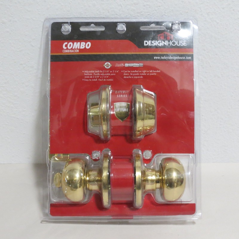 Design House 6-Way Universal Canton Entry Combo Knob, Polished Brass #727248