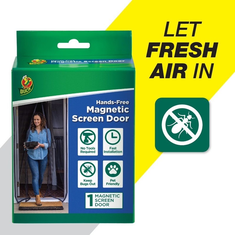 Hands Free Magnetic Mesh Screen Door 86 Inches by 39 Inches with Frame