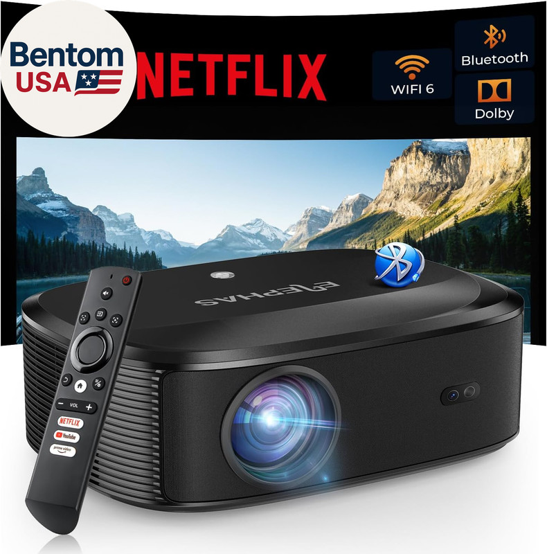 4K Projector with Wifi and Bluetooth - 3000 ANSI Lumens, Outdoor Movie Projecto